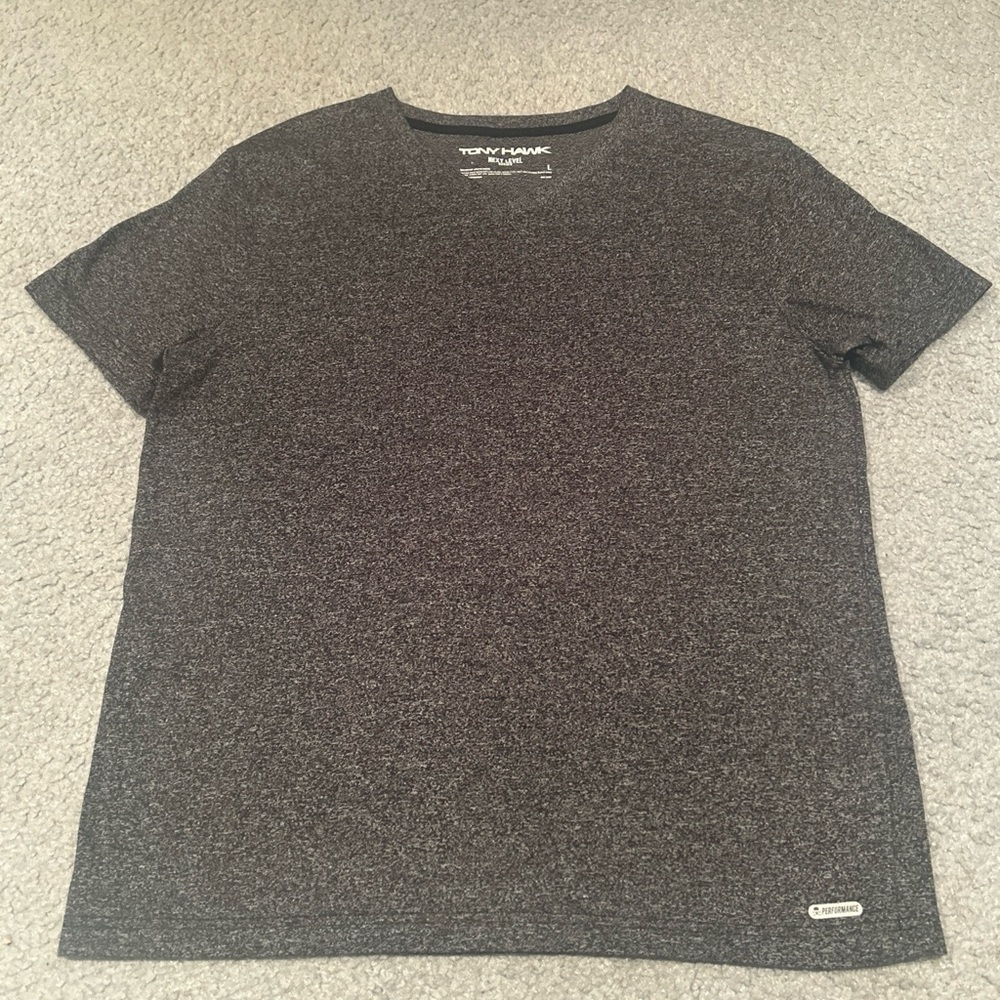 TONY HAWK Men's Next Level Series V-Neck T-Shirt Short Sleeve L Gray Performance